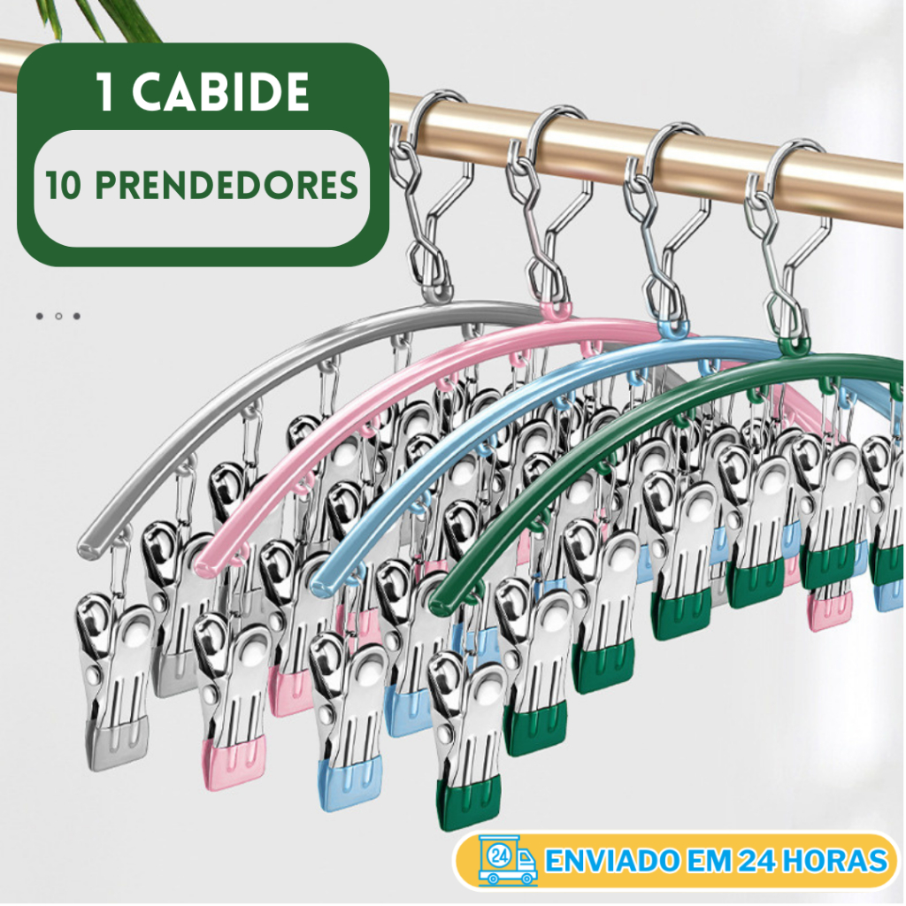 KIT Cabide De Roupa Com 10 Prendedor À Prova De Vento De Aço Inoxidável Varal Meia Toalha Bra Secagem Roupas  MX-07