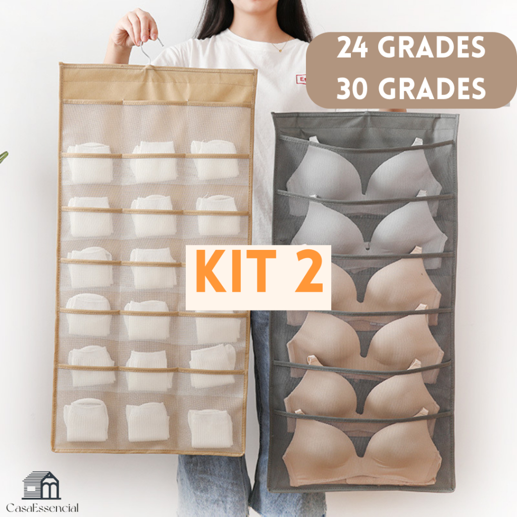 KIT 2 Organizador de Peças íntimas Calcinhas Meias Lenço Pequenos Acessórios com Divisórias em Oferta na Shopee