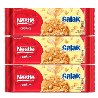 Kit 3x Cookies Nestlé Biscoito Cookies Galak 60g