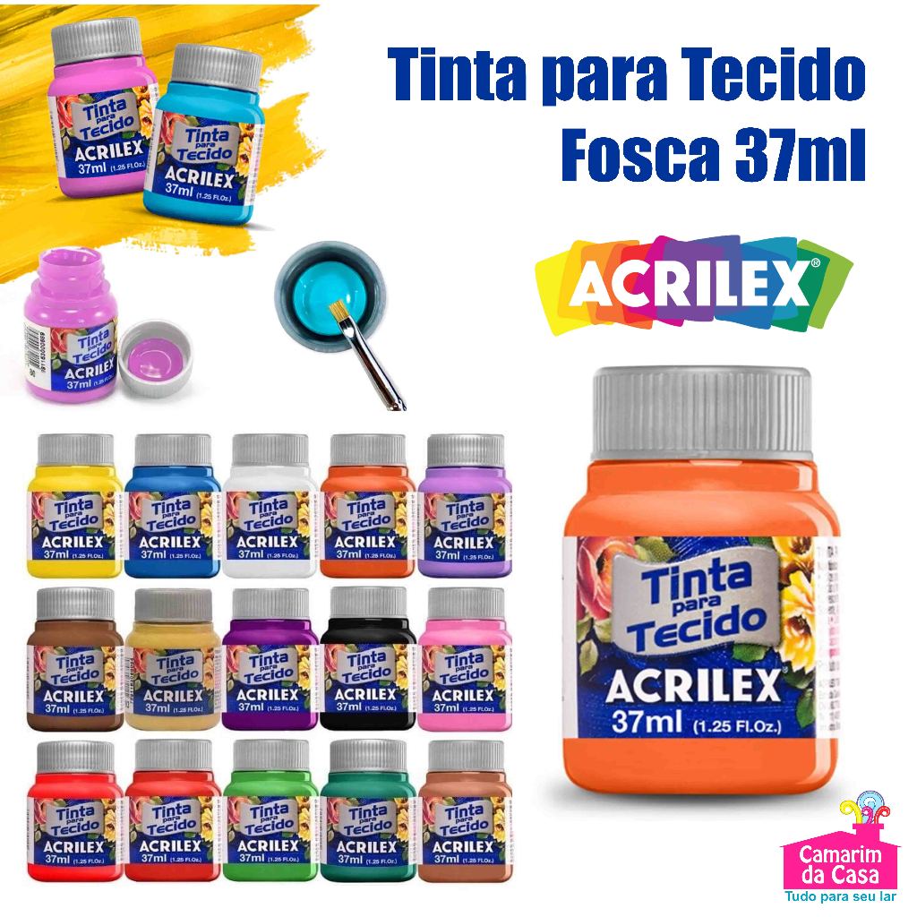 Tinta para Tecido Fosca Tubo com 37ml Marca Acrilex Diversas Cores em Oferta na Shopee