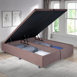 Base Box King com Baú 193x203x42cm com Pistão a Gás Suede