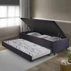 Bicama Box Baú Viúvo 120x203 com Colchão Auxiliar Ecoflex