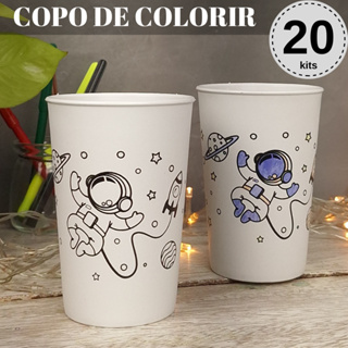 Copo de Colorir Astronauta Foguete Espaço Lembrancinha Aniversário Para Crianças Divertido Educativo em Oferta na Shopee