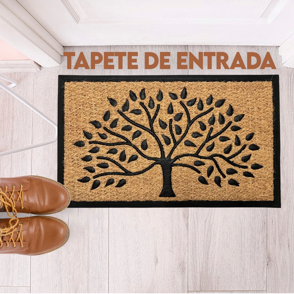 Tapete de Entrada Fibra de Coco Kapazi Vinil Terral 45cm X 75cm