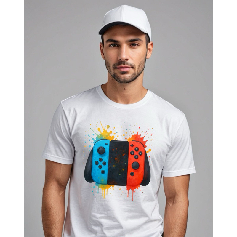Camiseta Unissex Algodão T-shirt Controle Videogame Nintendo Gamer Casual - Infantil Adulto e Plus Size