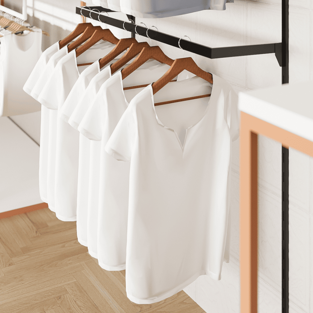 Cabideiro Arara Loja Trilho Cremalheira Parede 60cm Roupas Cabide