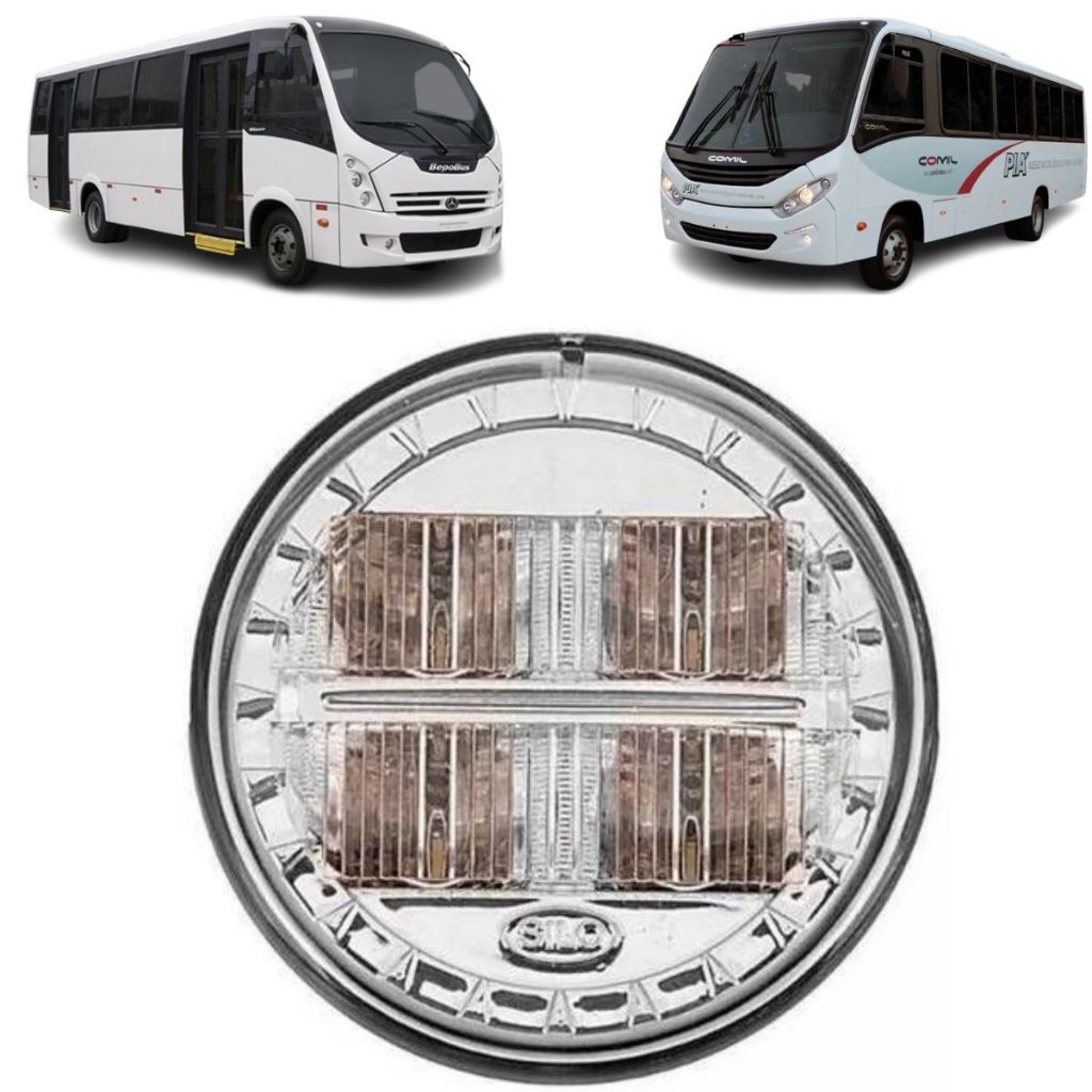Lanterna Seta Dianteira Micro Onibus Comil Pia Neobus Thander Bepobus Led 12 Vts 70mm