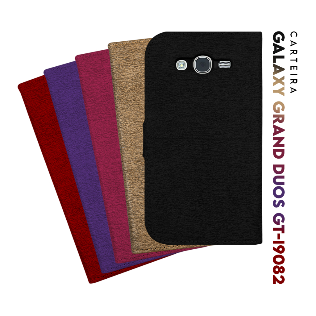 Capa Case Capinha Carteira Flip Cover Couro Sintético PRETA Para Samsung Galaxy Grand Duos i9082 5.0 pol Cell in Power25