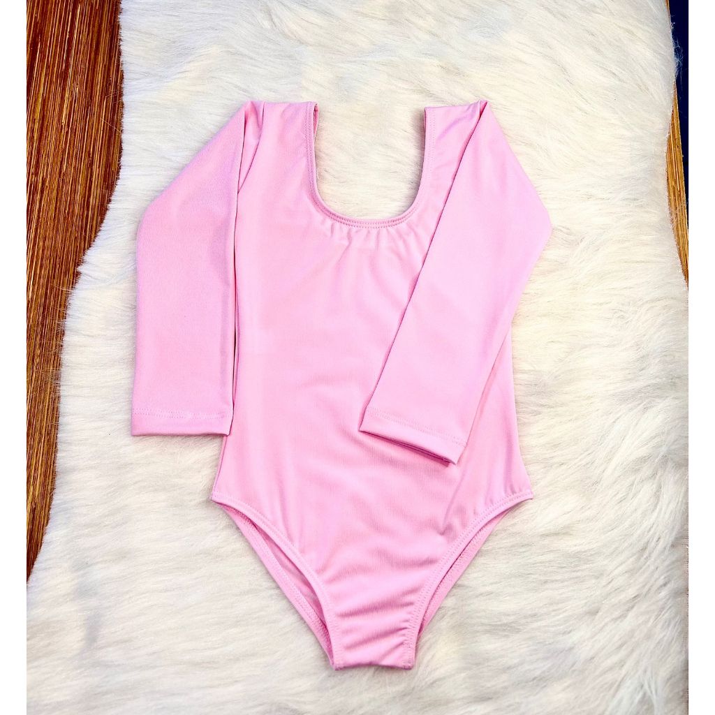 Collant/Body de Manga Longa Para Ballet (Infantil e Juvenil) - PRETO E ROSA em Oferta na Shopee