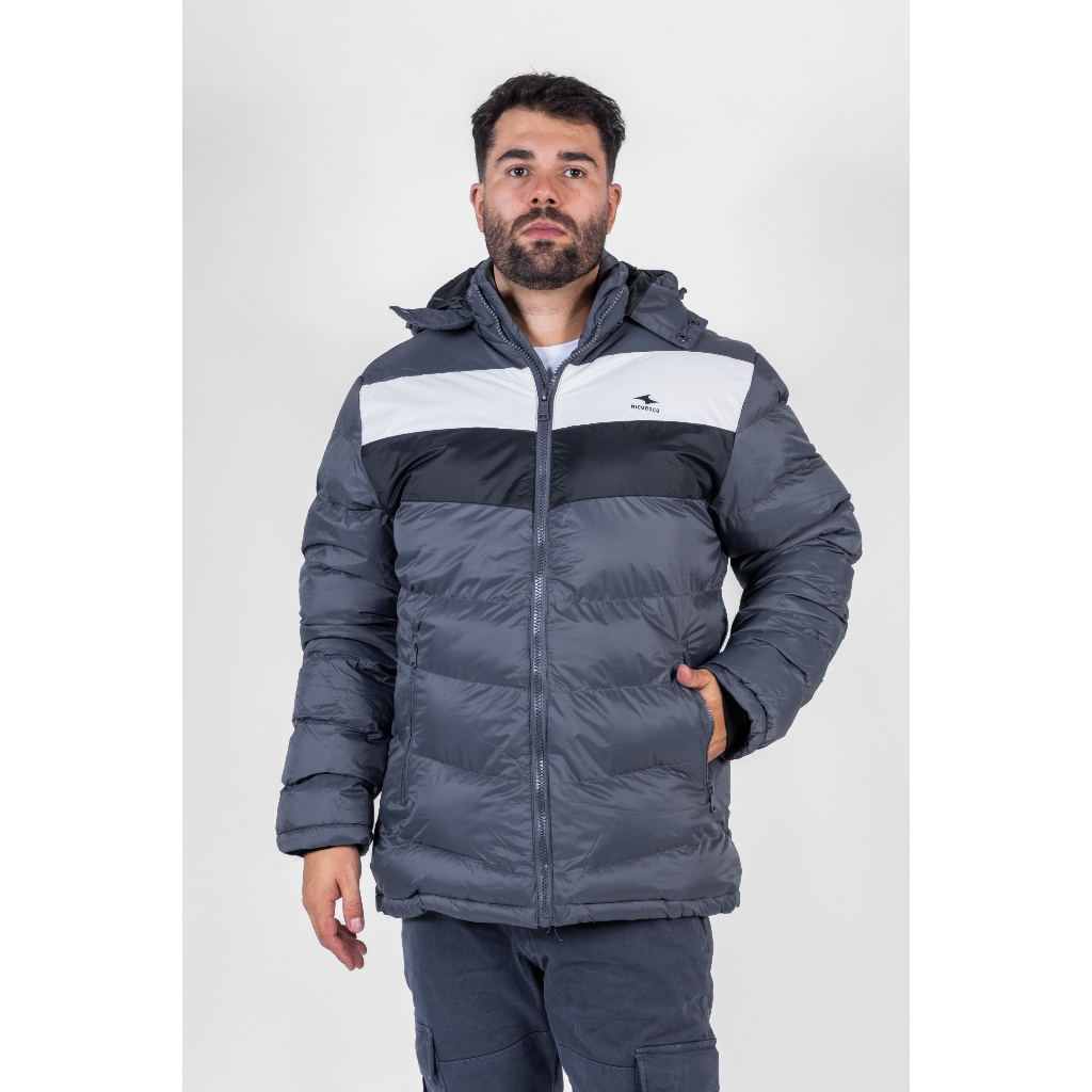Jaqueta Puffer Masculina Cinza Bosn Plus Size - Men Clothes