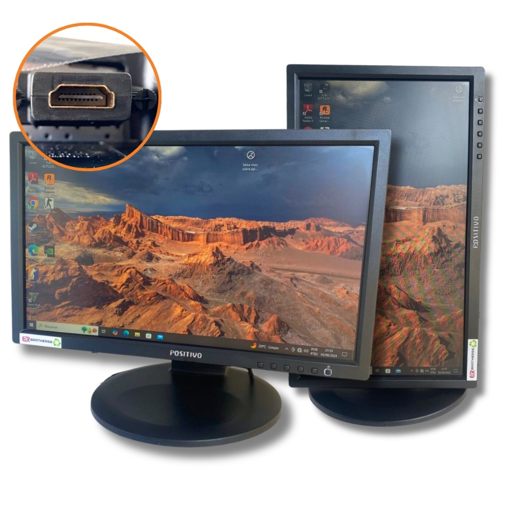 Monitor Giratória Escritórios, Trabalho Segunda Tela Olhar Chat LED 19 Polegadas Positivo/I o HDMI