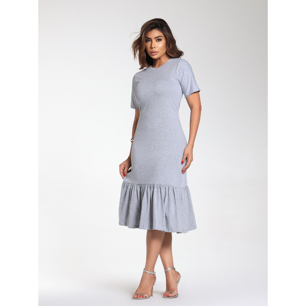 Vestido Midi Feminino Blogueira Estilosa Minimalista Casual Algodão Premium em Oferta na Shopee