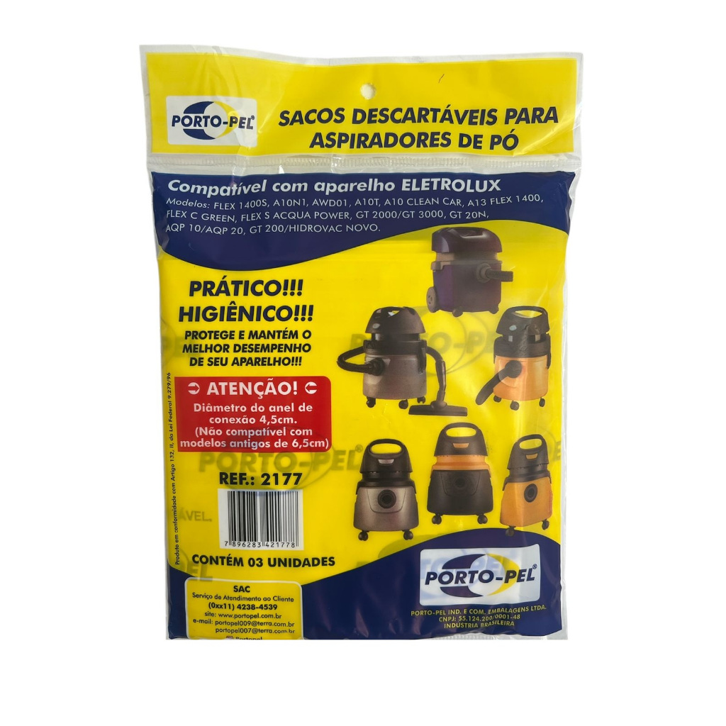 KIT 6 SACOS ASPIRADOR PORTO-PEL DE PÓ ELECTROLUX HIDROLUX AWD01 AQP10 /20 - REFERENCIA 2177 em Oferta na Shopee