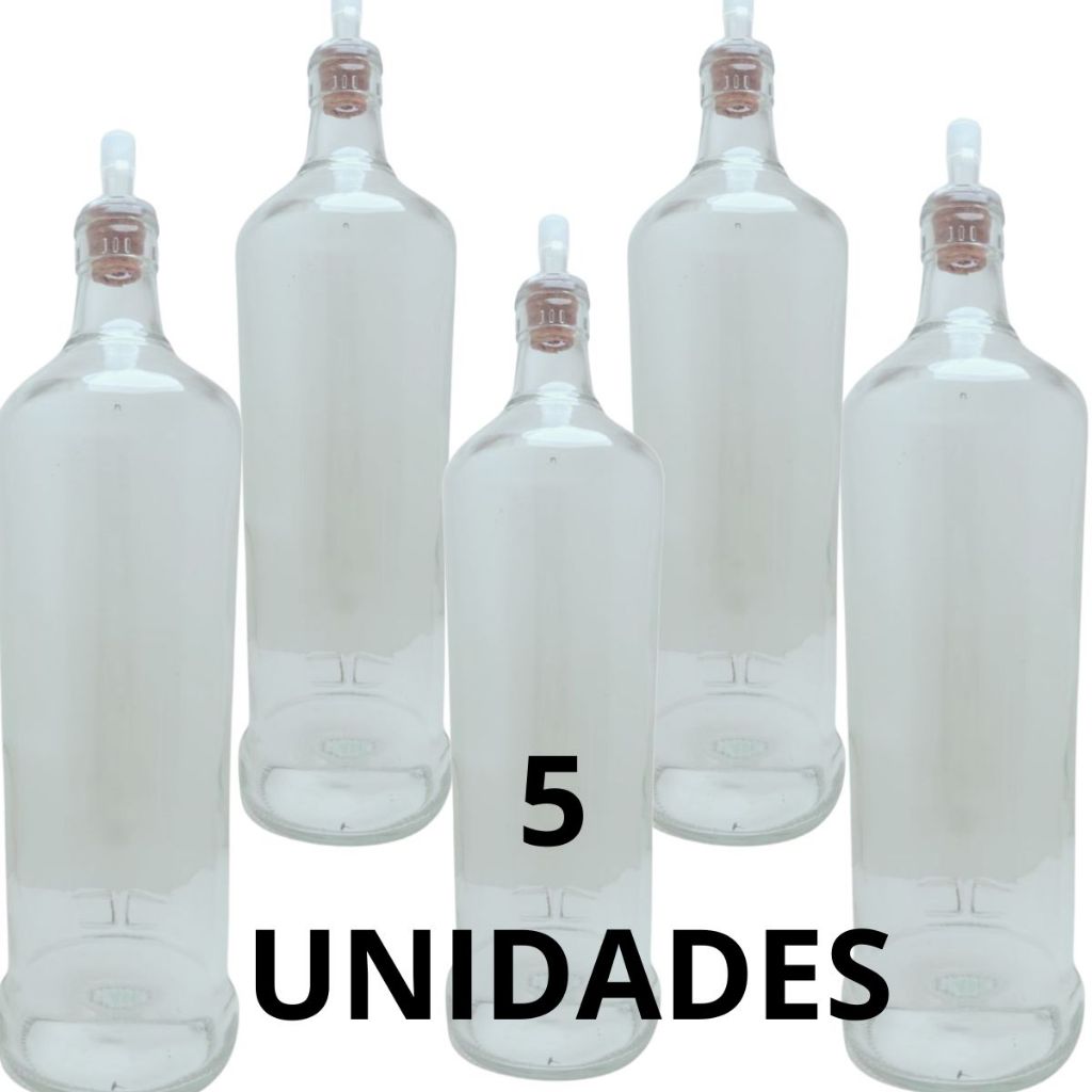 Garrafa de Vidro Transparente Com Tampa Em Rolha Dosador De 1 Litro em Oferta na Shopee