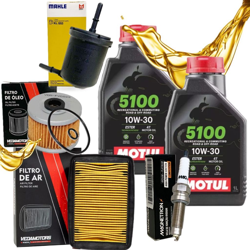 Kit Revisão Cb 250f Twister Troca Óleo Motul 5100 10w30 + Filtros e Vela Iridium (Fina) em Oferta na Shopee
