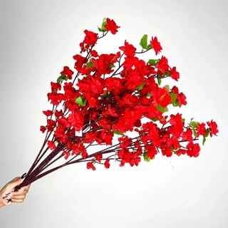 Buquê De Flores De Cerejeira Artificial , Flor De Pêssego , Decoração De Casamento 65cm A-504VERMELHO
