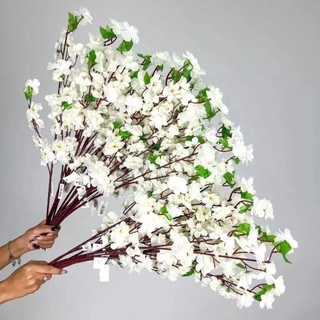 Buquê De Flores De Cerejeira Artificial , Flor De Pêssego , Decoração De Casamento 65cm A-504BRANCO