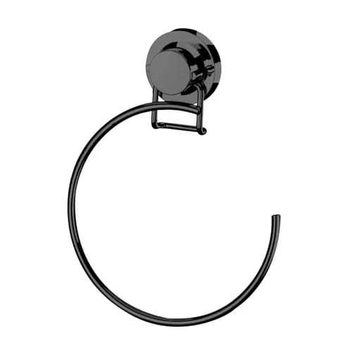 Porta Toalha De Argola Com Ventosa 18cm Preto Onix Future 4057OX - Home & Living