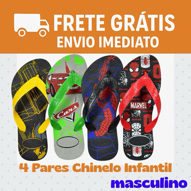 4 Pares de Chinelo Infantil Menino flexível anti derreapante Masculino  Conforto Leveza Cores Sortidas Revenda Dia a Dia em Oferta na Shopee