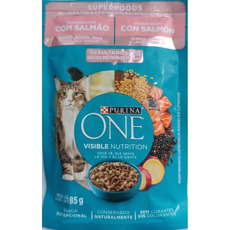 sachê para gatos Purina One salmão85g kit com 10 unidades