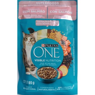 sachê para gatos Purina One salmão85g kit com 10 unidades