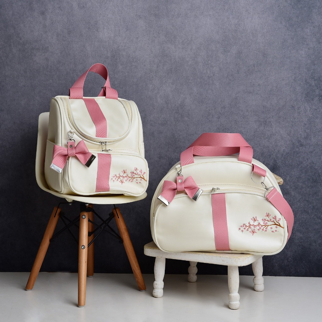 Kit 2 Peças Bolsa Maternidade Mochila Multifuncional Mamãe Bebê Papai Feminino Masculino