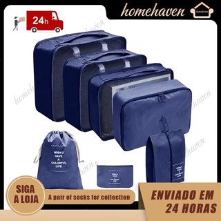 Kit 7 Pecas Bolsa Organizadoras Para Mala Roupas Bagagem Viagem