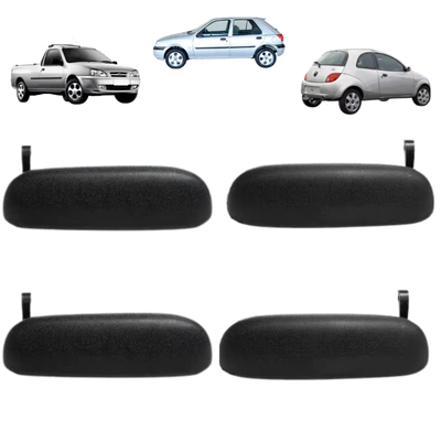 Kit Jogo 4 Maçanetas Externa Puxador Porta Ford Ka Courier Fiesta