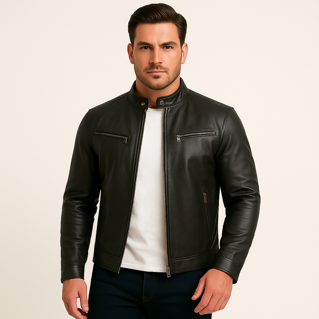 Jaqueta De Couro Masculino Inverno Slim Motoqueiro Clássica Resistente