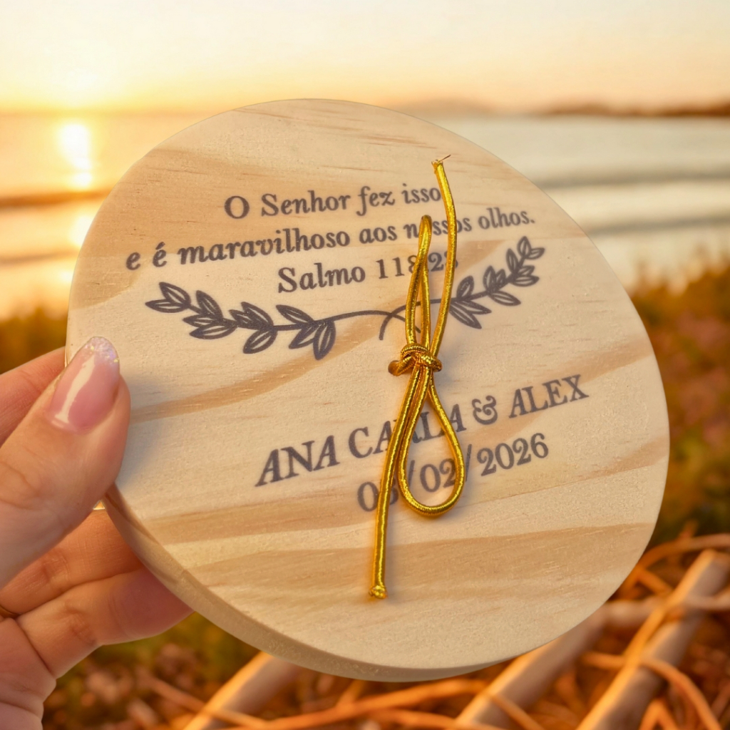PORTA ALIANÇA PARA CASAMENTO EM MADEIRA PINUS PERSONALIZADA E ENVIADA EM 24 HORAS UTEIS