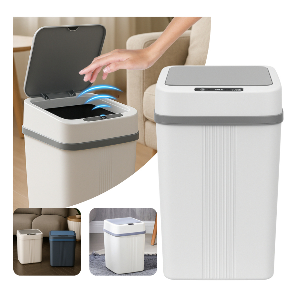 Lixeira Inteligente 12 Litros Sensor Automático Abre e Fecha Banheiro Cozinha Escritorio S...