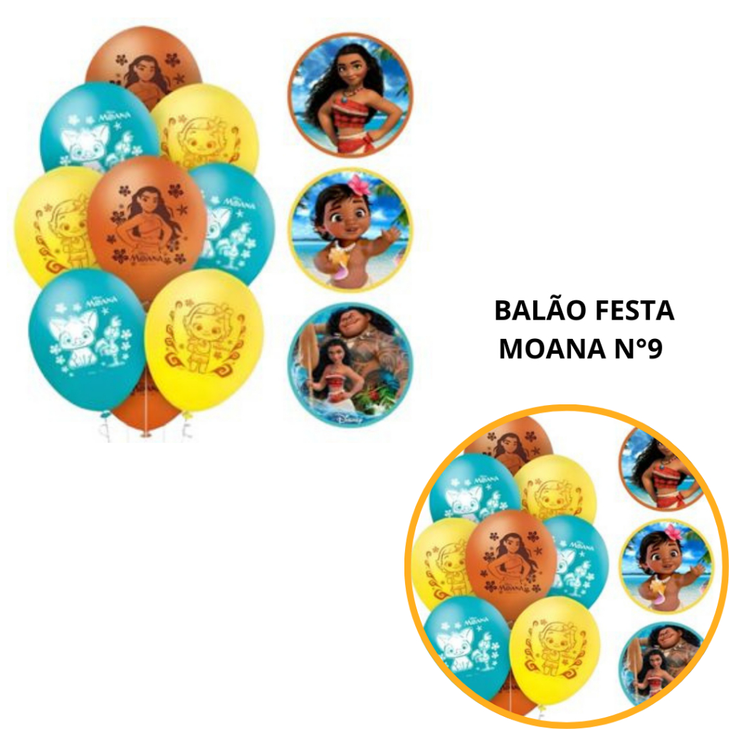 25~100  BALÃO FESTA MOANA REDONDO 9 POL. REGINA - Home & Living