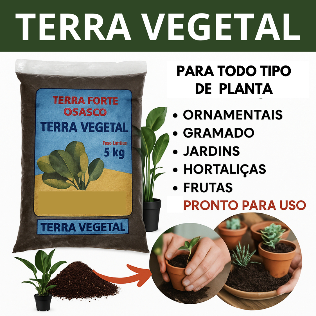 Terra Vegetal Adubada Orgânica 2kg 5kg e 10kg - Pronta para o Plantio Jardinagem Jardim adubo Terra Vegetal Adubada Orgânica 2kg 5kg e 10kg - Pronta para o Plantio Jardinagem Jardim adubo