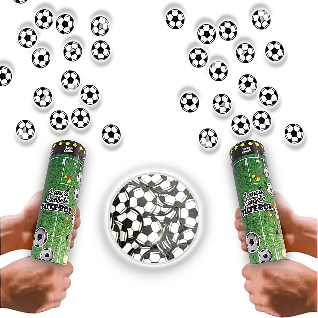 Kit Lança Confete Bola de Futebol Festa Estouro Eventos Aniversario Crianca Infantil Adulto Papel
