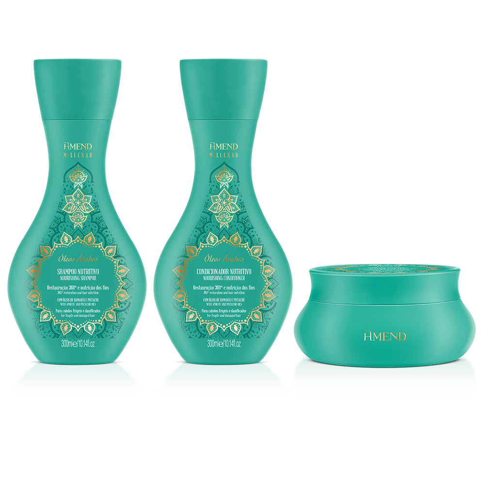 Amend Millenar KIT Óleos Árabes Shampoo e Condicionador 300ml + Máscara 300g em Oferta na Shopee