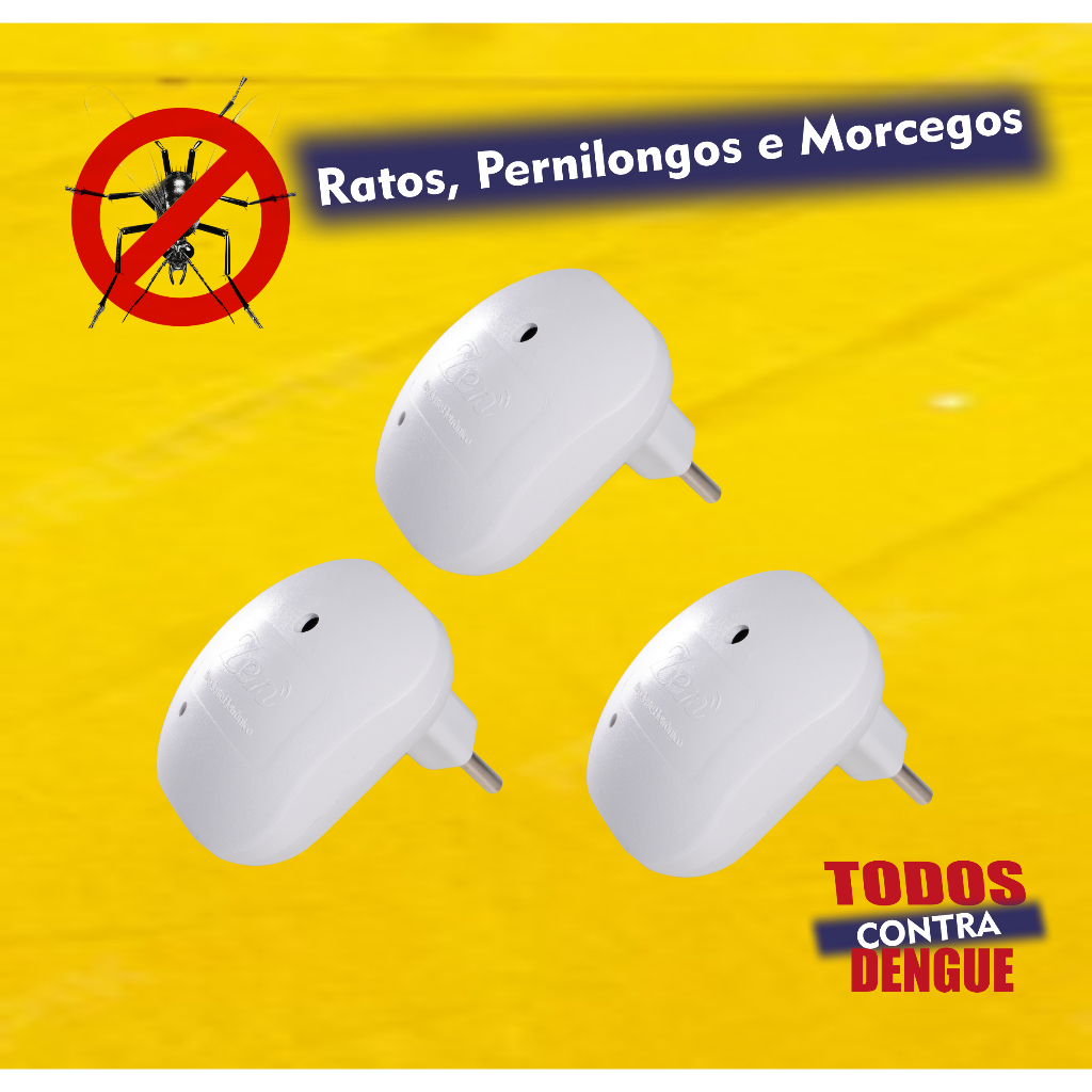 Repelente Eletrônico Ratos Pernilongos e Morcegos (3 und) em Oferta na Shopee