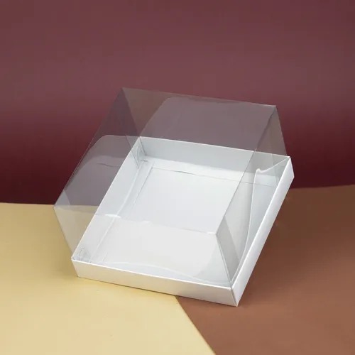 Caixas Mini Bolo de Cenoura Bentô Cake Tampa Acetato 15x15x9 Branca KIT 5~20