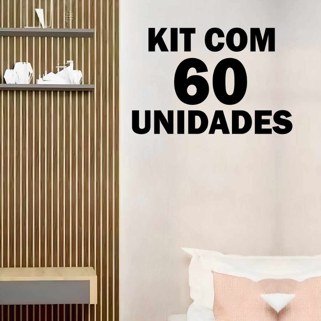 Kit 60 Placas Painel Ripado - MDF Revestimento de Parede Autocolante Completo em Oferta na Shopee