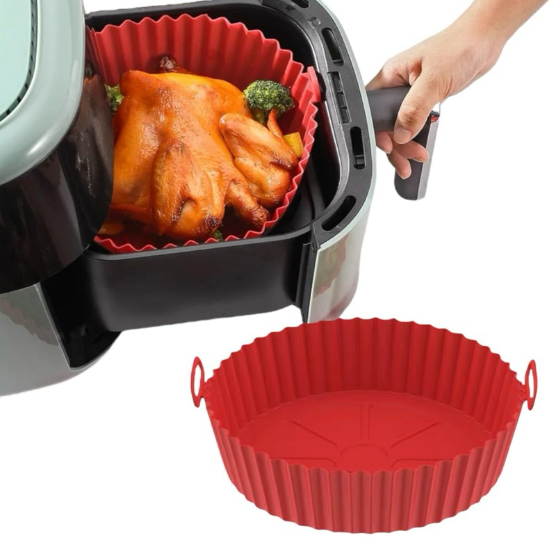 Forma De Silicone Redonda Para Airfryer Com Alça e Forma para Fritadeira Elétrica