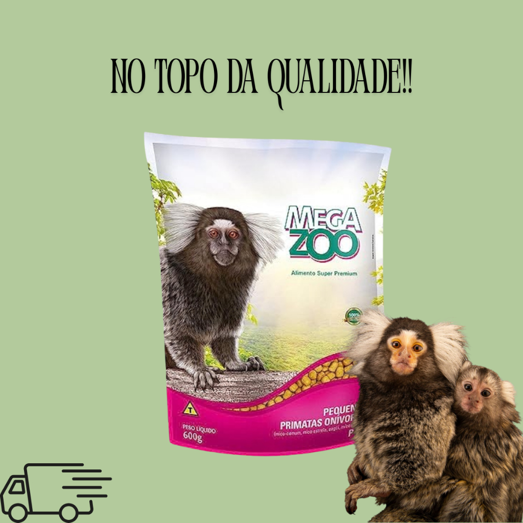 Ração Megazoo Primatas Onívoros P25 600g Super Premium Alimento Completo Nutrição Balanceada