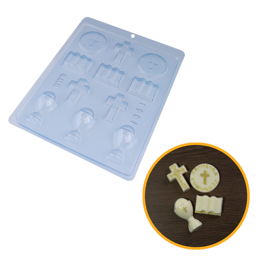 Forma Simples Primeira Comunhão 1364 (f5) em Acetato BWB Para Bombom e Doces de Chocolate Páscoa - Home & Living