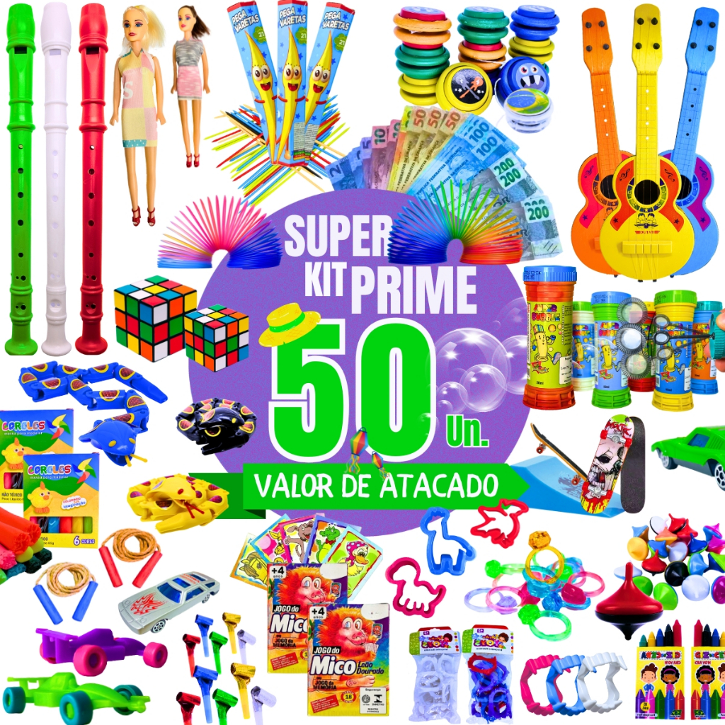 Kit 50 Prendas Prime Festa Junina Brinquedos São João Doação Crianças