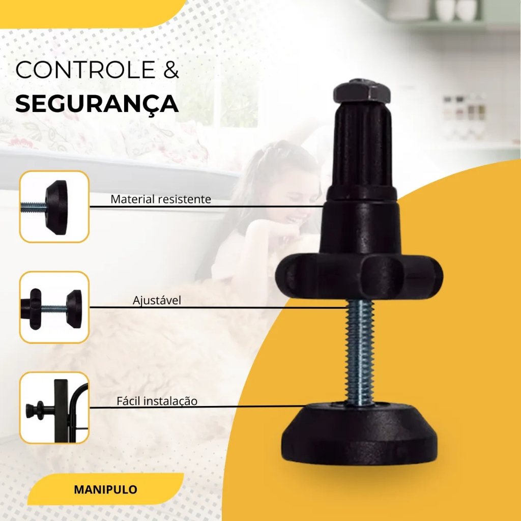 Conjunto Manipulos 4 Peças Parafusos Para Grade Proteção Portão Pet Ajustável