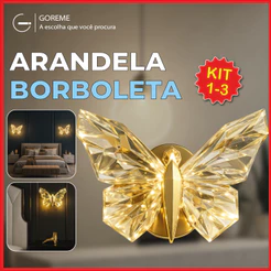 Luminária Arandela Borboleta Led Cristal Dourada de Luxo Moderna Luz para Parede Bivolt