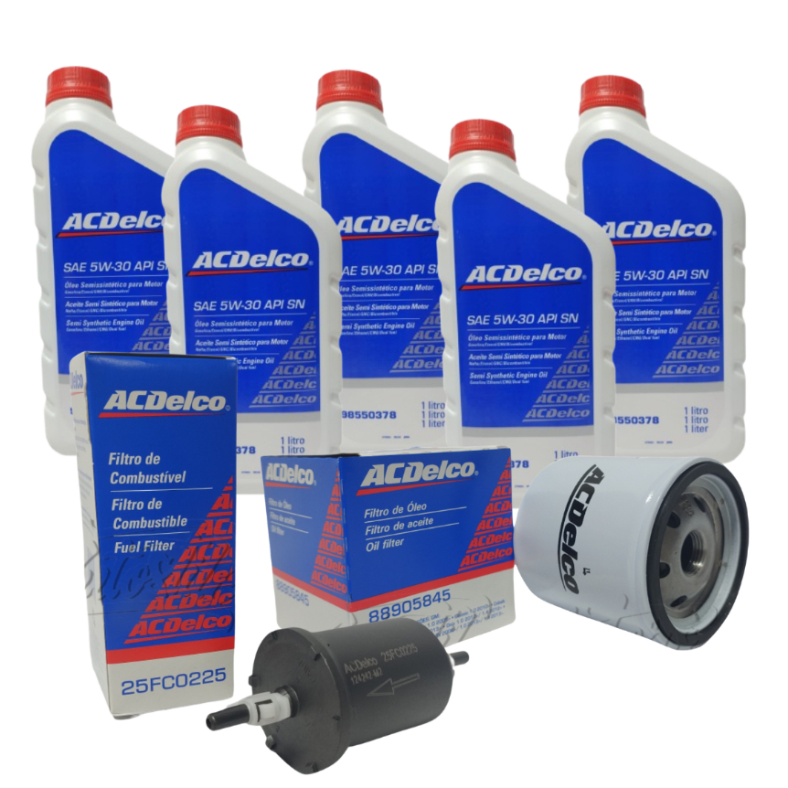 Kit Revisão Original GM ACdelco 5 Litros de Óleo 5W30 Semissintético +Filtro Óleo+Filtro Combustível em Oferta na Shopee