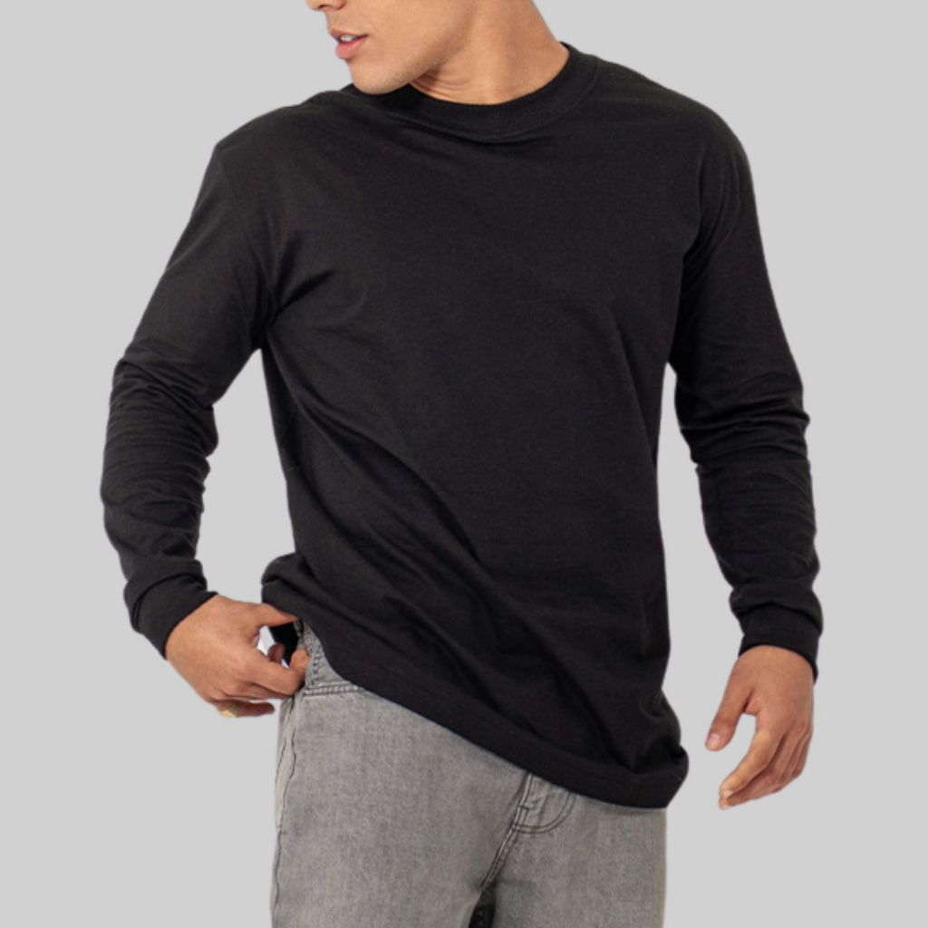 Camiseta Manga Longa Basic Streetwear Preta - Men Clothes
