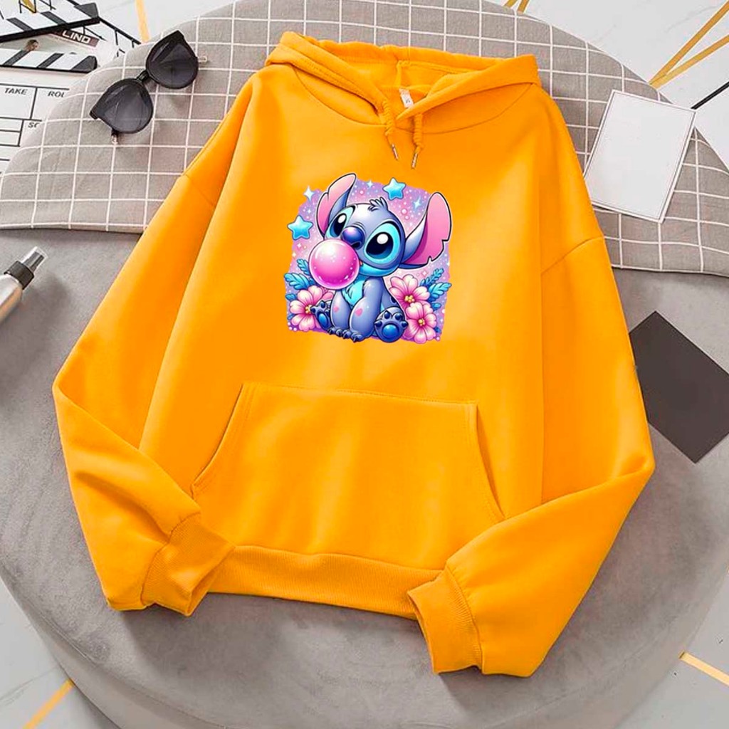 Moletom Canguru Unissex Lilo Stitch Bola De Chiclete Fofinho