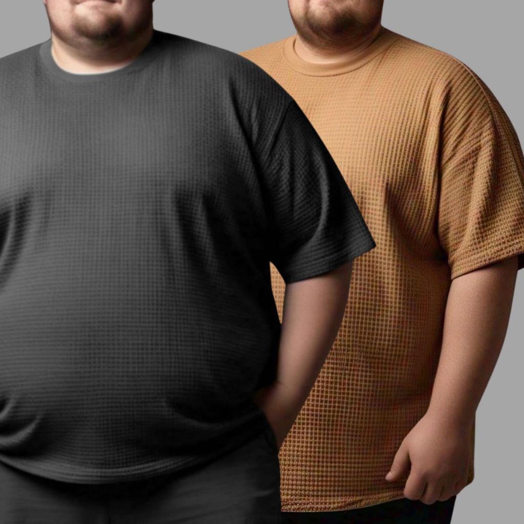 Kit 2 Camiseta Oversized Texturizada Reta Plus Size