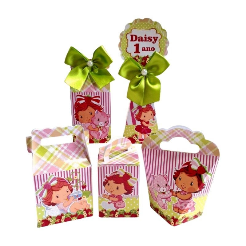 Kit caixinhas Personalizadas, lembrancinhas de festa aniversário MESVERSÁRIO PEGUE E MONTE - moranguinho baby