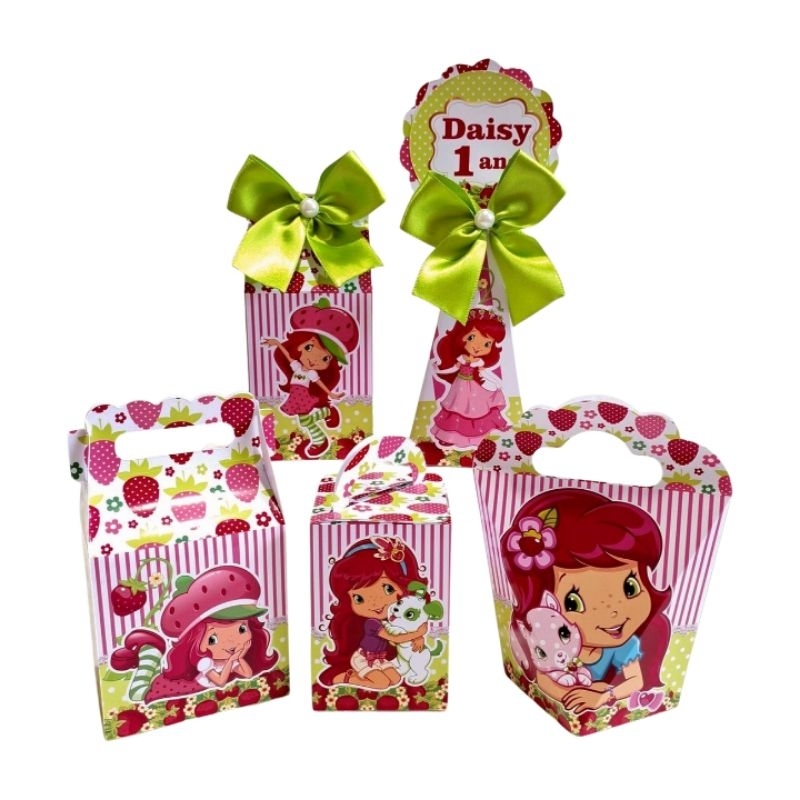 Kit caixinhas Personalizadas, lembrancinhas de festa aniversário MESVERSÁRIO PEGUE E MONTE - 20, 30, 40 Moranguinho